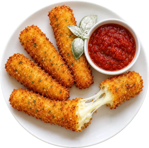Fried mozzarella sticks with chianti ragu