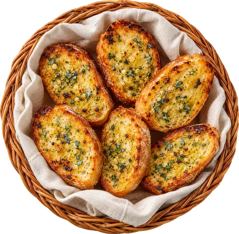 A basket of garlic bread